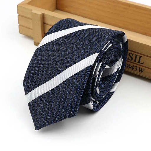 [0260] Striped Plaid Paisley Necktie 6cm Dark Blue